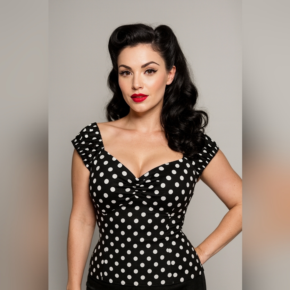 Collectif Black and White Polka Dot Blouse